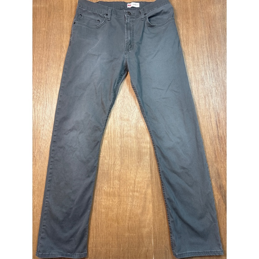 Wrangler Mens Gray Straight Fit Five Pocket Pants 34x34 Casual Workwear